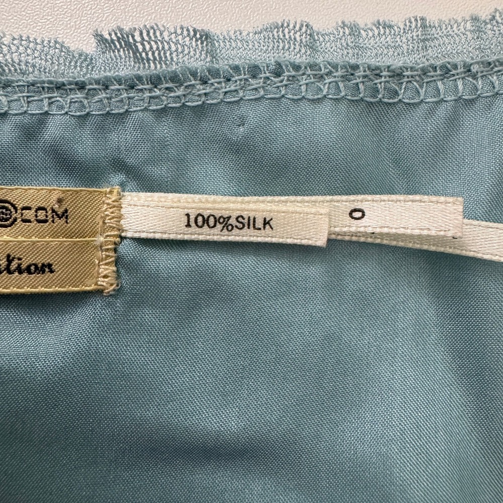 Y2K Max Studio Dress Size 0 Blue Silk Mesh Smocked Fairycore Romantic Ethereal - Picture 10 of 11